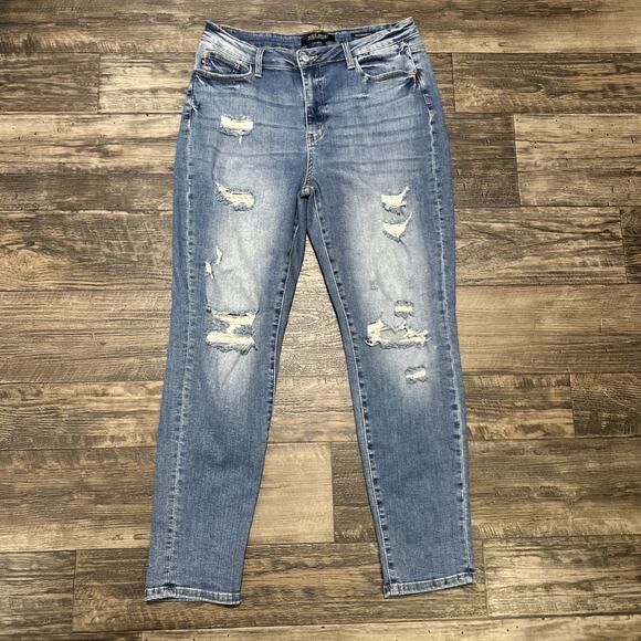 Judy Blue Jeans Women's 15/32 Boyfriend Fit Stretch High Rise Distressed Denim - Picture 1 of 6